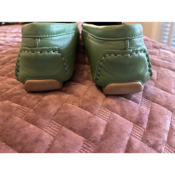 Flag Ltd Morgan Green Leather Square Toe Penny Loafer Driving Moc Women Size 8.5 - Picture 9 of 10